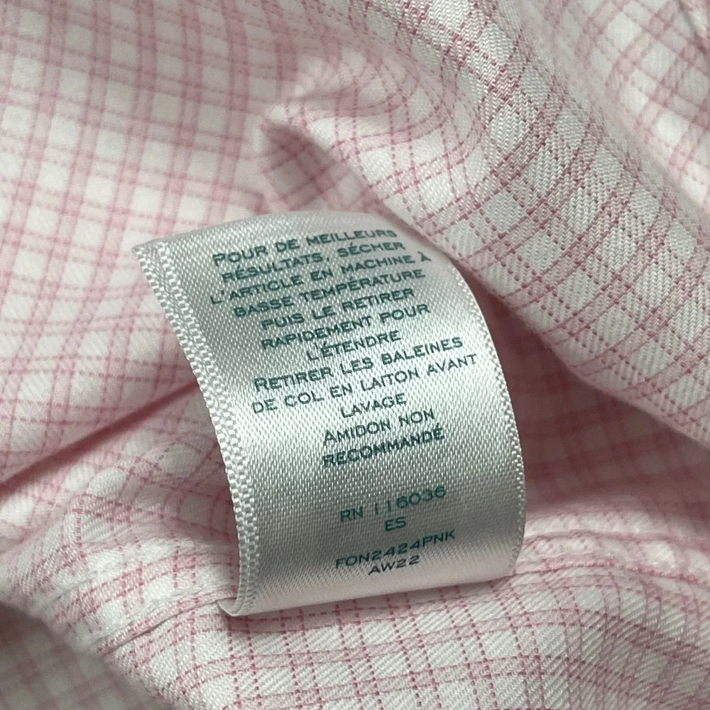 Charles Tyrwhitt Dress Shirt Mens 18/35‎ Pink Micro Check Non Iron Classic Fit